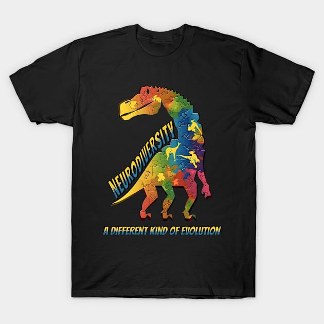 Neurodiversity Dinosaur, Autism Awareness and Acceptance T-Shirt by Dad Digital Design